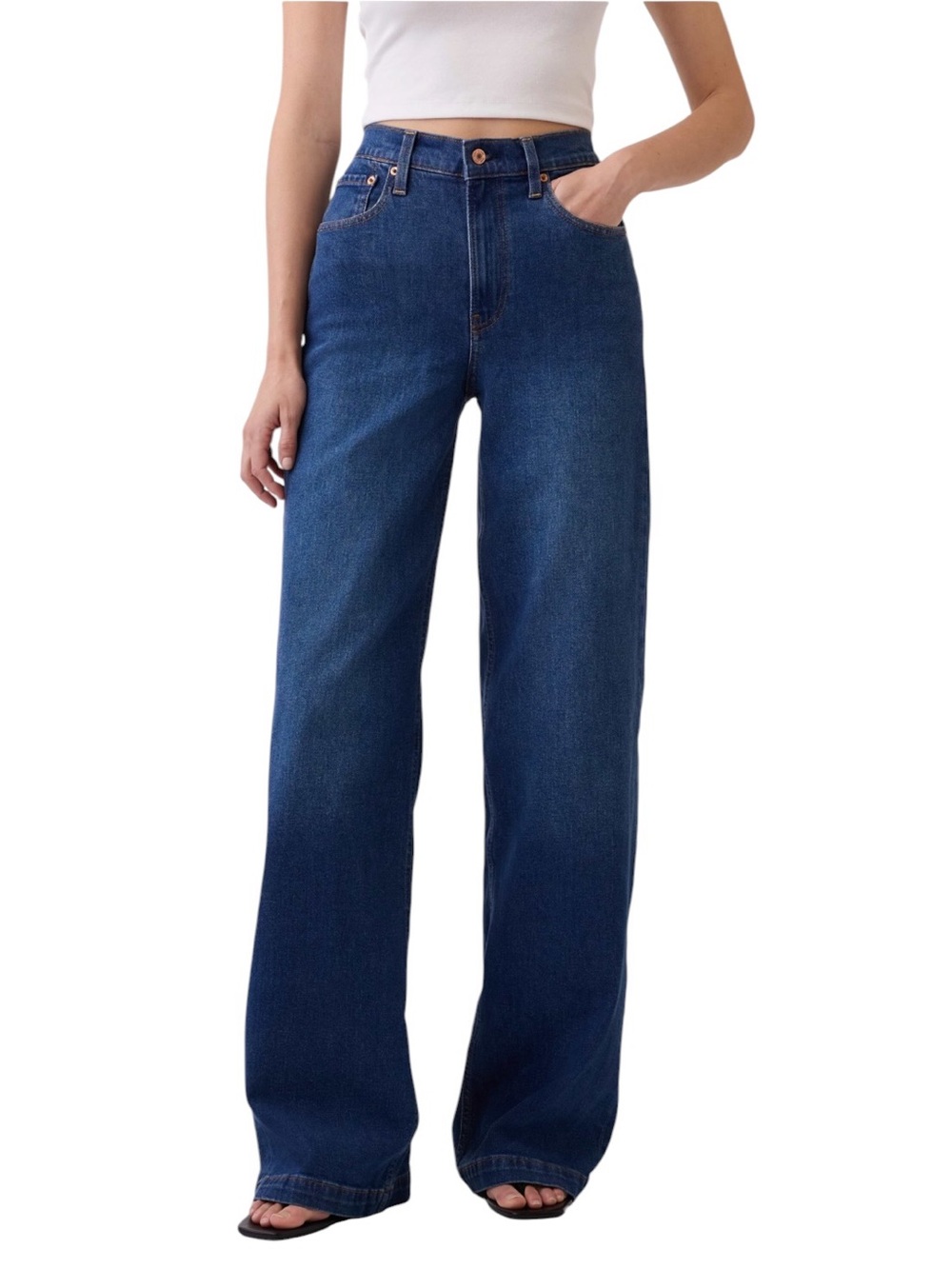 NWT Gap Tall High Rise Stride Wide-Leg Jeans in Dark Wash sz 31 12 Tall